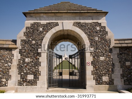 Entrance of the Tyne cot cemetery nearby Ypres. This is the largest WWI cemetery on the continent.