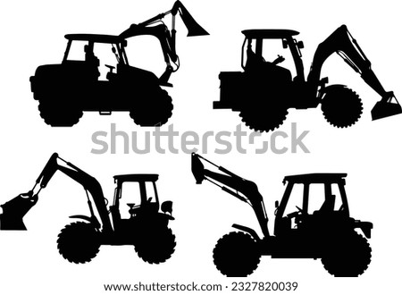 Silhuette tractor jcb vector images