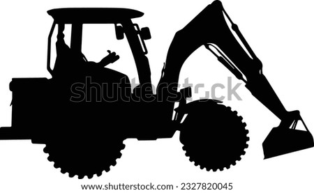 Silhuette tractor jcb vector images