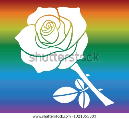Rose Vector With Rainbow Background Stok fotoğraf © 
