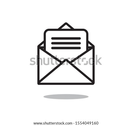 Mail Icon, Black and White Vector Design