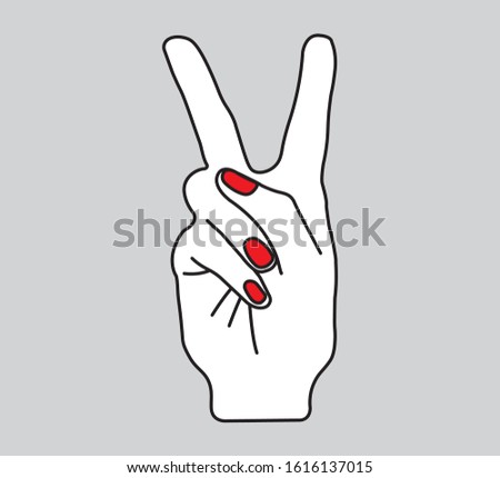 Hand Opens Two Fingers, Victory Symbol, Gesture Vector Design