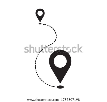 Dotted Path, Travel Line, Flat Vector Design