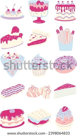 Sweet Dessert Hand Drawn Illustration Set