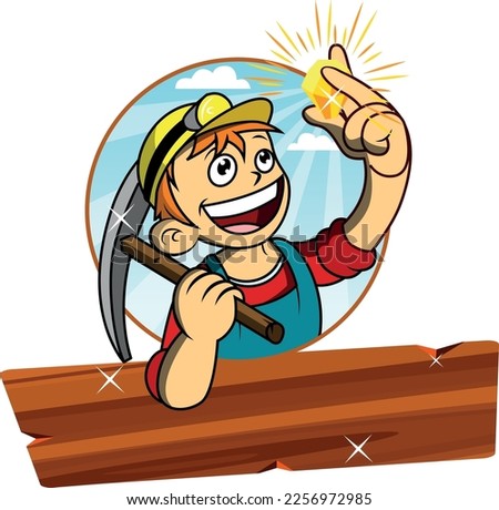 Happy Gold miner finding gold holding gold nuggets