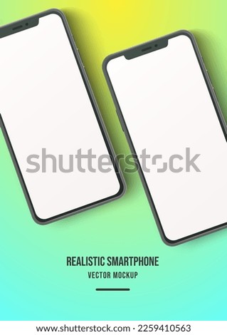 Realistic two smartphones mockup poster with gradient background