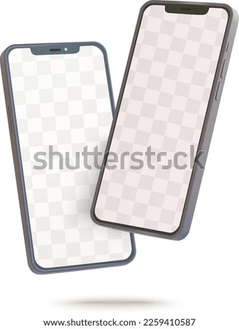 Two mobile phones vector mockup for application display or presentation