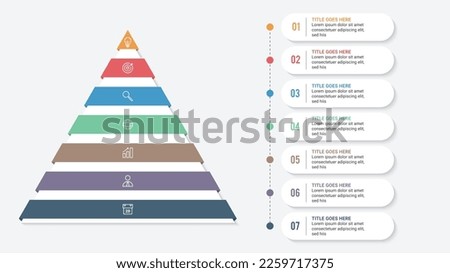 3D Pyramid Hierarchy Infographic Template Design with 7 Layers	