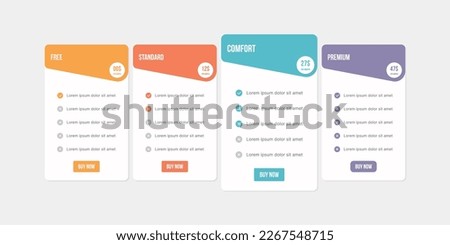 Vector plan offer price package subscription options comparison table chart infographic design template