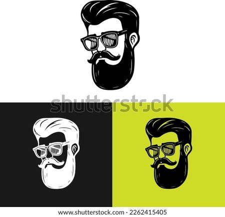 Charming hipster barber logos combo brand wordmark illustration