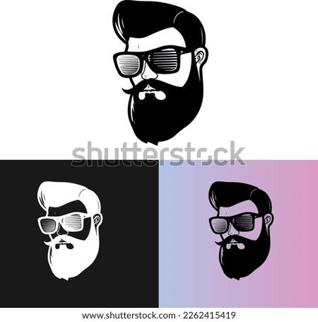 Charming hipster barber logos combo brand wordmark illustration