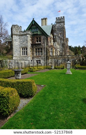 Hatley castle (built in 1908) in city colwood in vancouver island, british columbia, canada