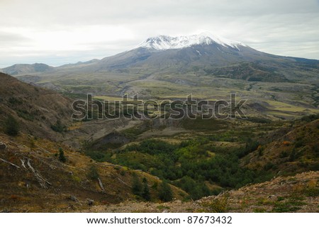 one of the few active volcano mountain st.helens in mist, washington, usa