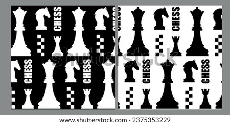 Seamless vector pattern with black chess on a white background and white chess on a black background. The pattern is added to the swatches panel. Vector.