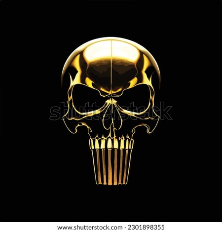 vintage gold skull spooky art design illustration