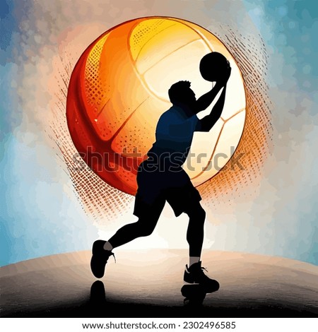 basketball vector illustration with silhouette background