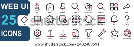 web ui icon set.vector collection. colored outline style,good for web and app ui 
