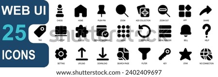 collection of web ui icons.laptop,puzzle,safe internet,internet,menu,restore,restart,reset,burger menu,bell,ask,help.glyph style icon.for web and application ui.