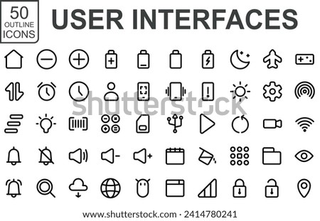 smartphone ui icon set.outline style.editable stroke vector