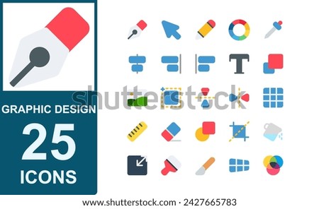 graphic design icon collection.flat style.contains pen,pencil,cursor,move tool and more .vector illustration set.