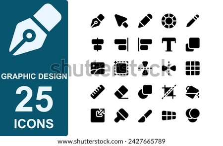 tools graphic design icon set.black solid style.vector illustration