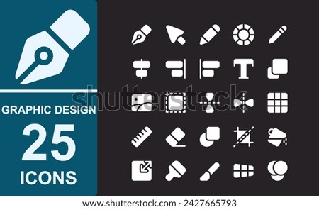 tools graphic design icon collection.solid white style.vector illustration