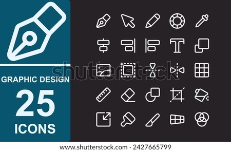 tools graphic design icon set.outline white style.vector illustration
