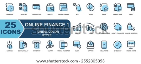 online finance icon web finance.lineal style color.nfc,coin,money,dollar,bank,mobile bank,debit.and many more