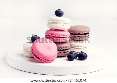 Similar – Image, Stock Photo Stack of fresh macaroons on table