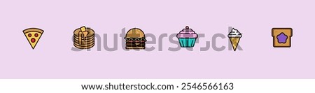 Colorful Icons. Food icons. Icons in stroke. Vector illustration EPS10