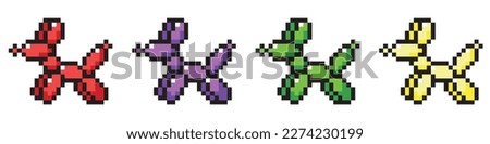 Pixel art 8-bit.Air balloon pixel art icon vector 8 bit game.Dotted pop art illustration.Creative Vision Logotype concept.