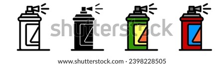 Spray can icons set. Spray bottle icon in glyph. Cleaning aerosol bottle. Spray can icons set in glyph. Black cleaner bottle set. Stock vector illustration