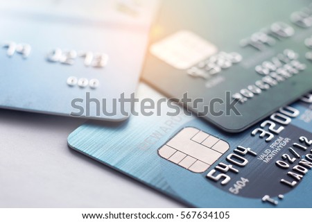 Credit card close up shot with selective focus for background. Imagine de stoc © 