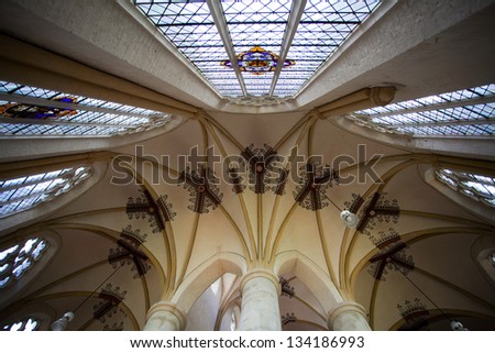 The ceiling of the gothic St Nicolas church (Bergkerk) in Deventer - Overijssel - The Netherlands