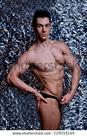 naked athlete with strong body