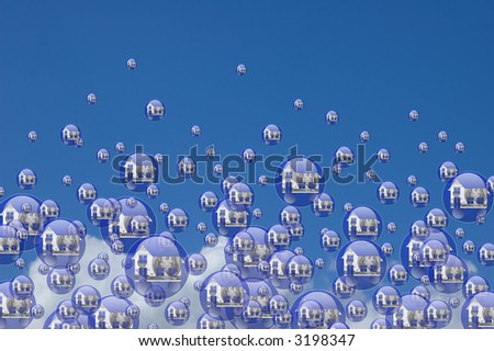 Real estate bubbles floating in the sky