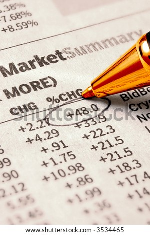 Stock Chart - important stock quote marked with pen