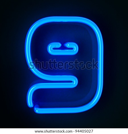 Highly Detailed Neon Sign With The Number Nine Stock Photo 94405027 ...