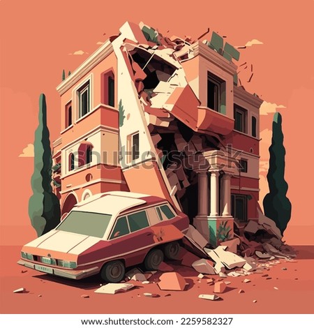 Kahramanmaras earthquake damage flat vector illustration - about Syria earthquake and Turkey earthquake