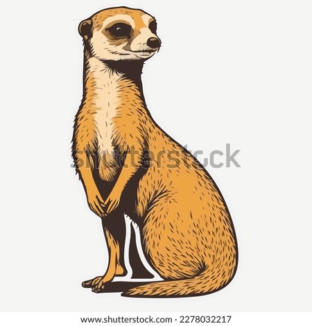 Sticker Meerkat white outline. flat vector illustration