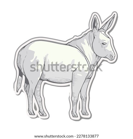 Sticker Mule white outline. flat vector illustration