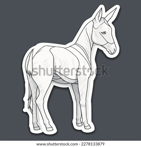 Sticker Mule white outline. flat vector illustration