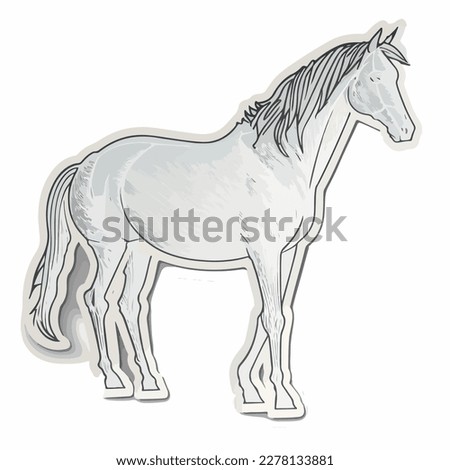 Sticker Mule white outline. flat vector illustration