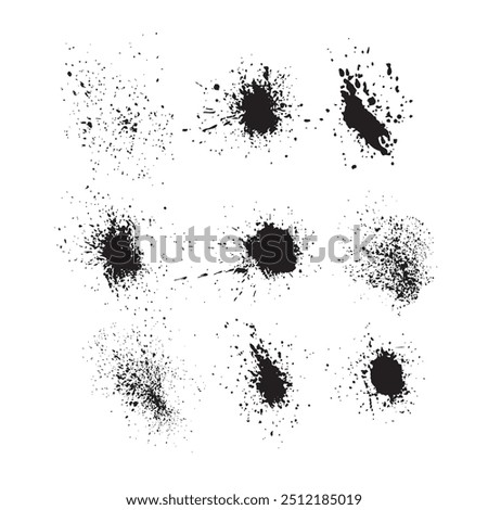 Black paint splatters Grunge design elements and Ink splatter texture