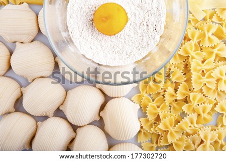 different types of pasta. whole wheat pasta, pasta, egg flour