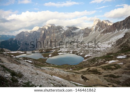lakes of the plans, under the shelter Locatelli (Dolomites)