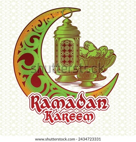 Beautiful Islamic minimal isolated logo vector Ramadan Mubarak card. (religious Fasting month of Muslims)