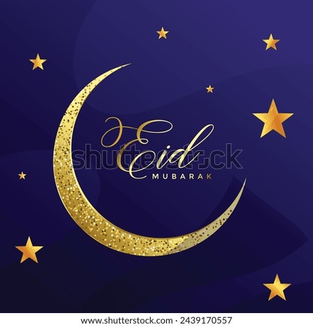 decorative Eid Mubarak Arabic style minimal isolated logo vector design image with beautiful calligraphy and moon(feast of the month)
