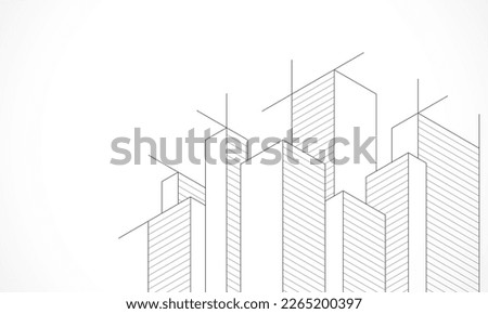 Architectural drawing with building construction. Creative vector illustration of modern architecture