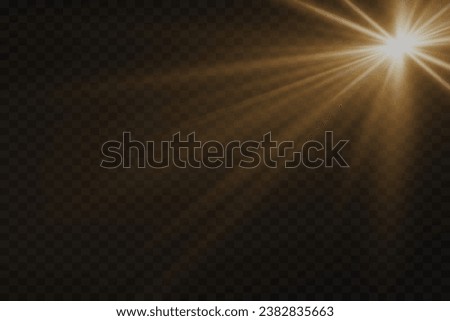 Glare effect. Flash with rays of light. On a transparent background.
